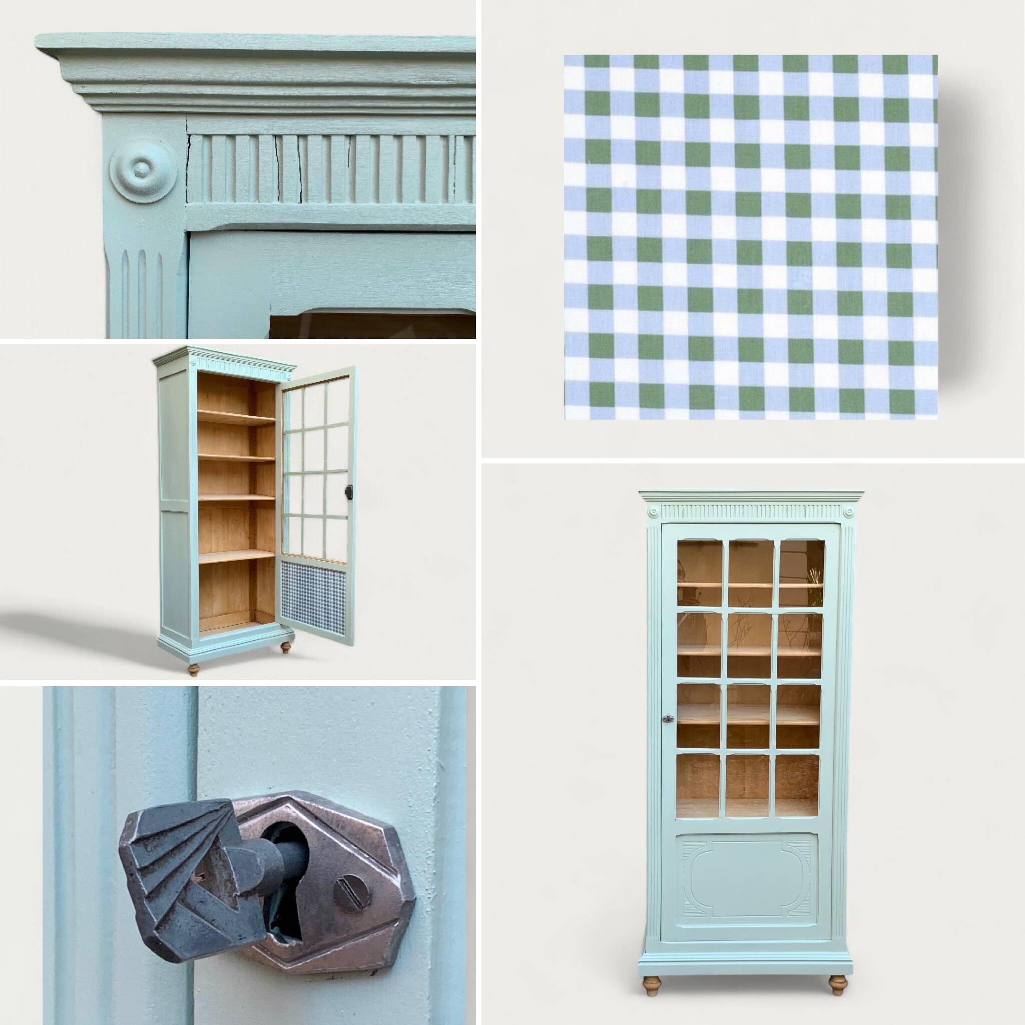 Antique celadon glass Parisian wardrobe H162