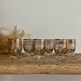 6 verres à liqueur dorés