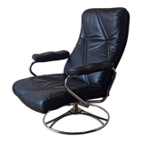 Scandinavian design leather armchairs 70s