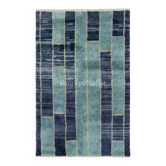 Tapis Tulu contemporain noué à la main en tons de bleu, 100 % laine, options personnalisées disponibles