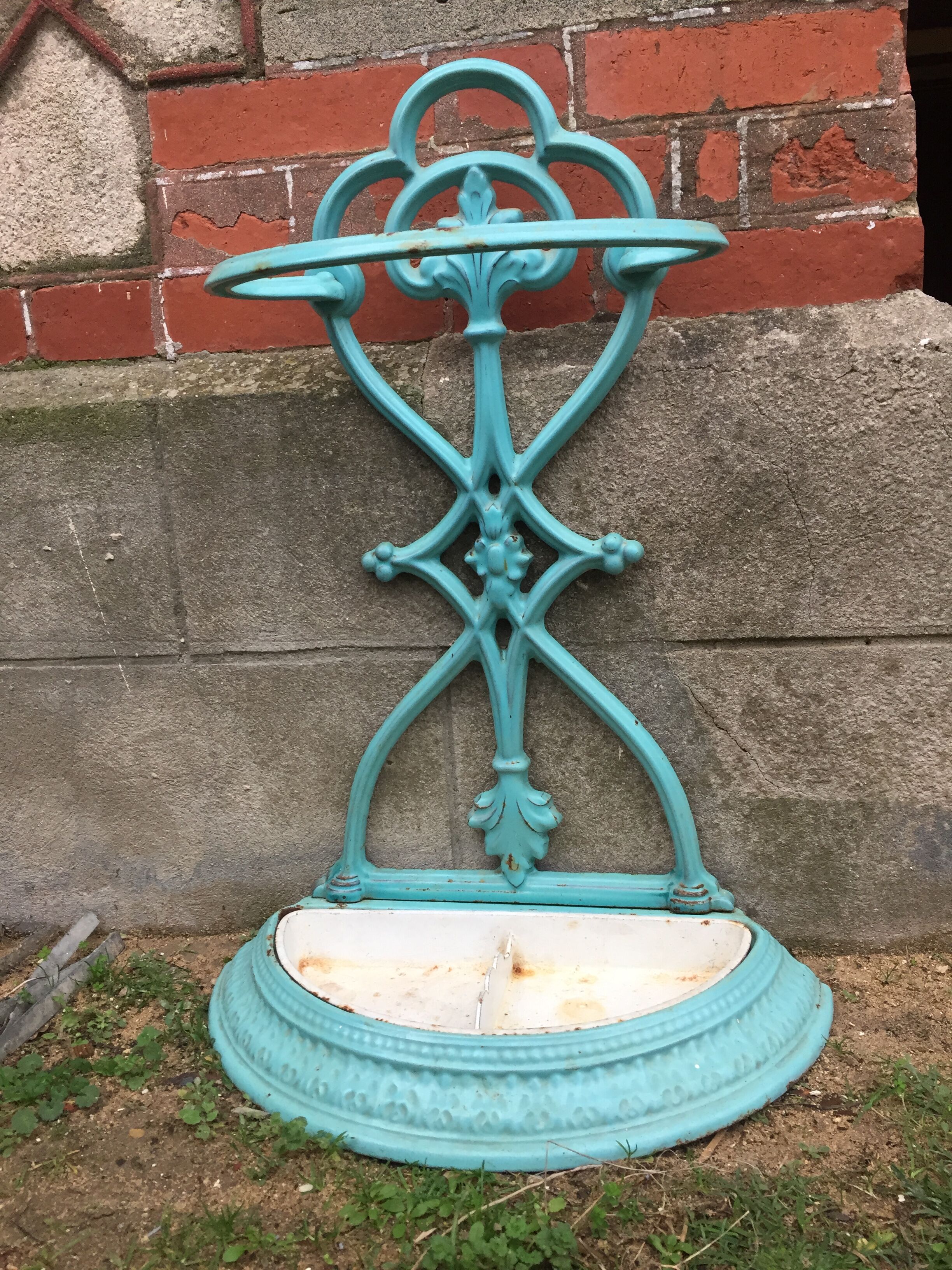 Enameled cast iron umbrella stand circa 1900