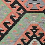 Tapis Kilim Vintage Pastel Fait Main, Motifs Géométriques Turcs, 175x336 Cm