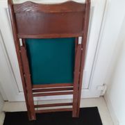 2 folding wooden and skai chairs, 60s