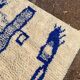 Authentic handmade Azilal Berber rug in blue and white, 2/3 m.