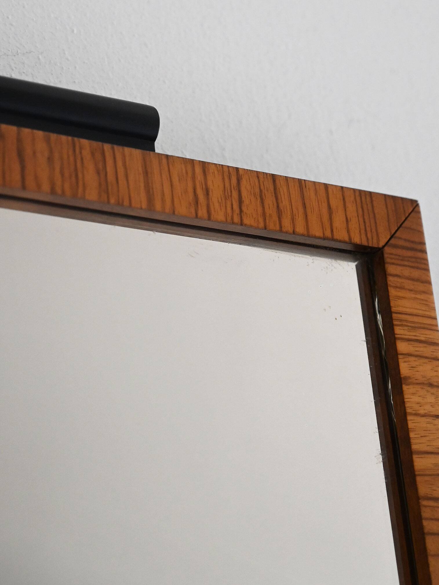 Scandinavian Art Deco Mirror in Flamed Birch Root with Black Detail