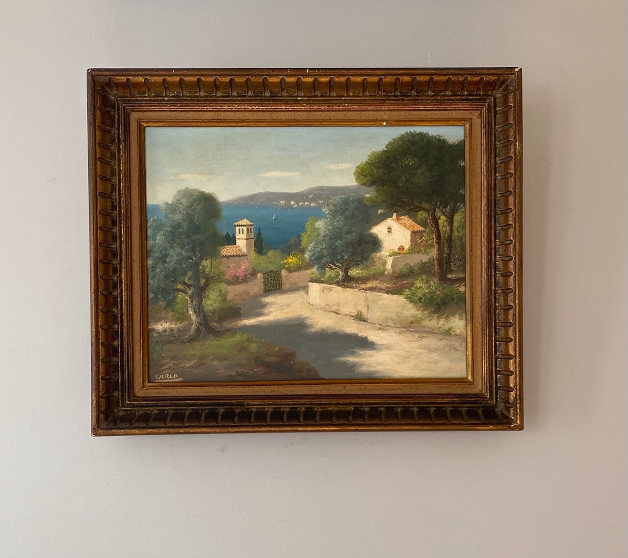 Tableau ancien, paysage provençal, signé, XXe siècle