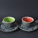 Set of 4 Vallauris Écule de Mer cups and 4 saucers - 1960.