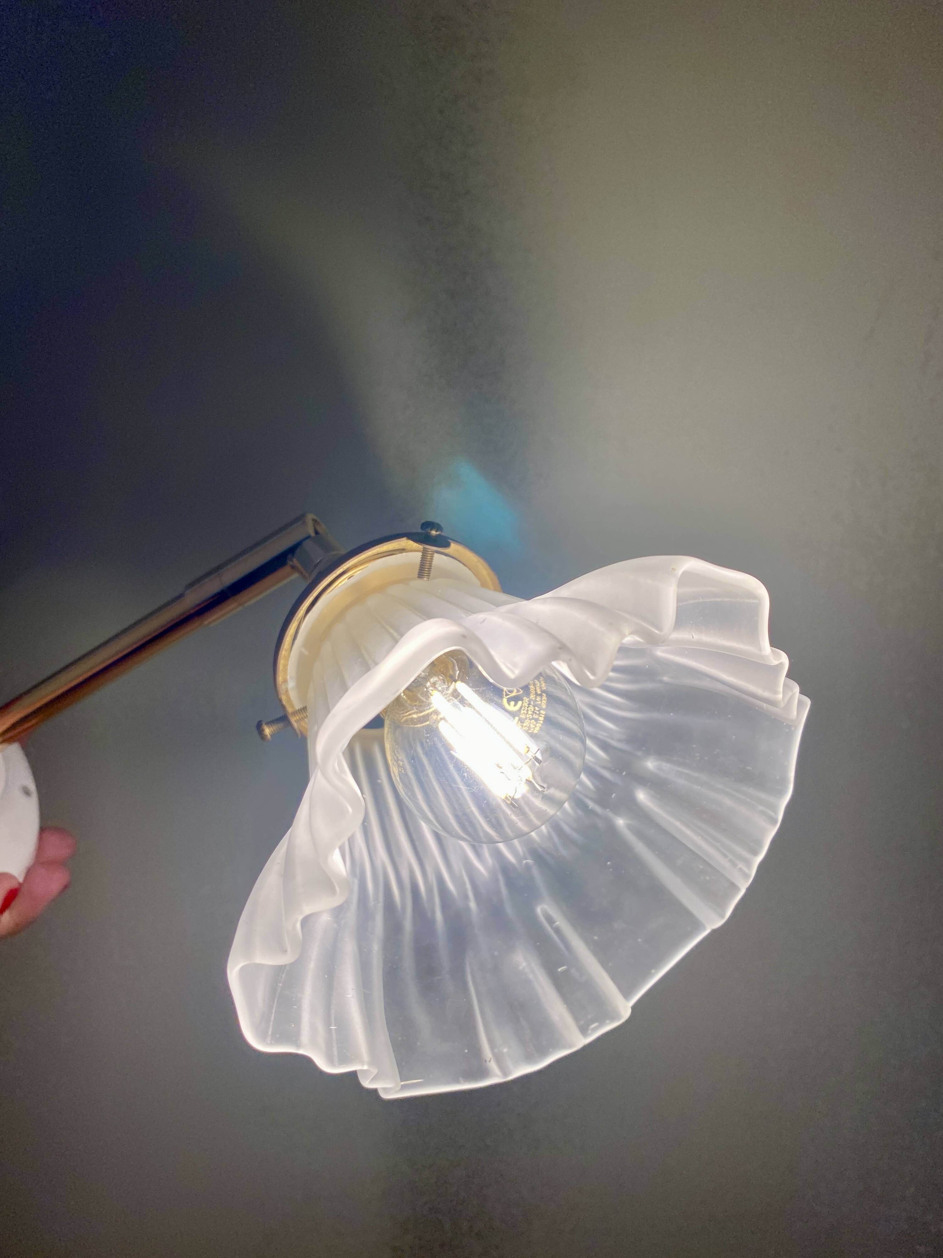 Vintage art deco frosted glass tulip wall light