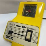 Yellow desk lamp with clock Polam Pułtusk, lata 80.