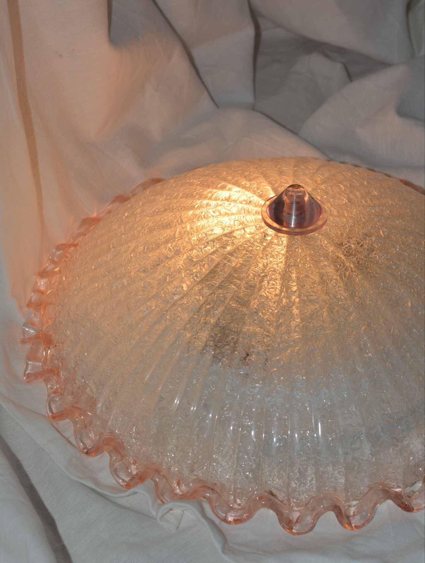 Vintage Italian ceiling light in pink Murano glass, 40 cm