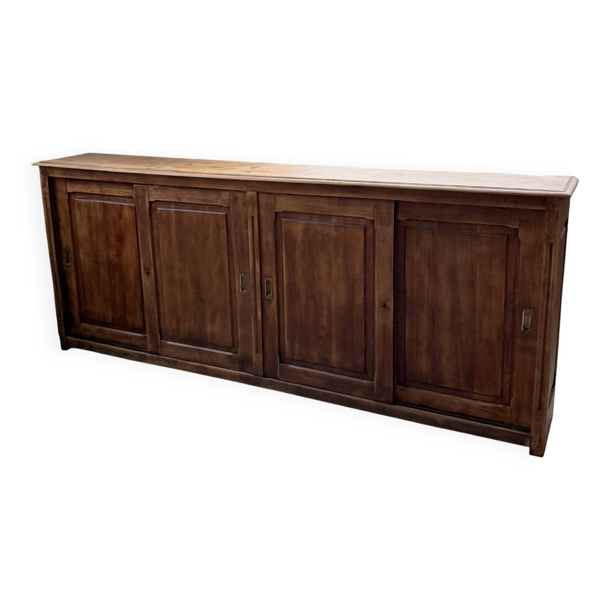 XL oak workshop sideboard with sliding doors from 1900