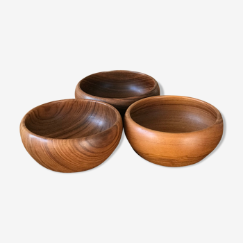 Trio of Danish teak bowls