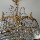 Cascade chandelier with bronze and crystal pendants