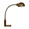 Lampe de bureau mid-century en laiton massif et acajou