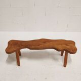 Brutalist solid wood bench, 1950
