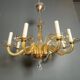 Orange Murano crystal chandelier with 8 light arms. Italian work. Circa 1970.