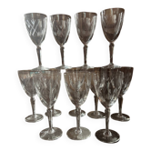 Set of 12 antique engraved glasses from the 1940s.