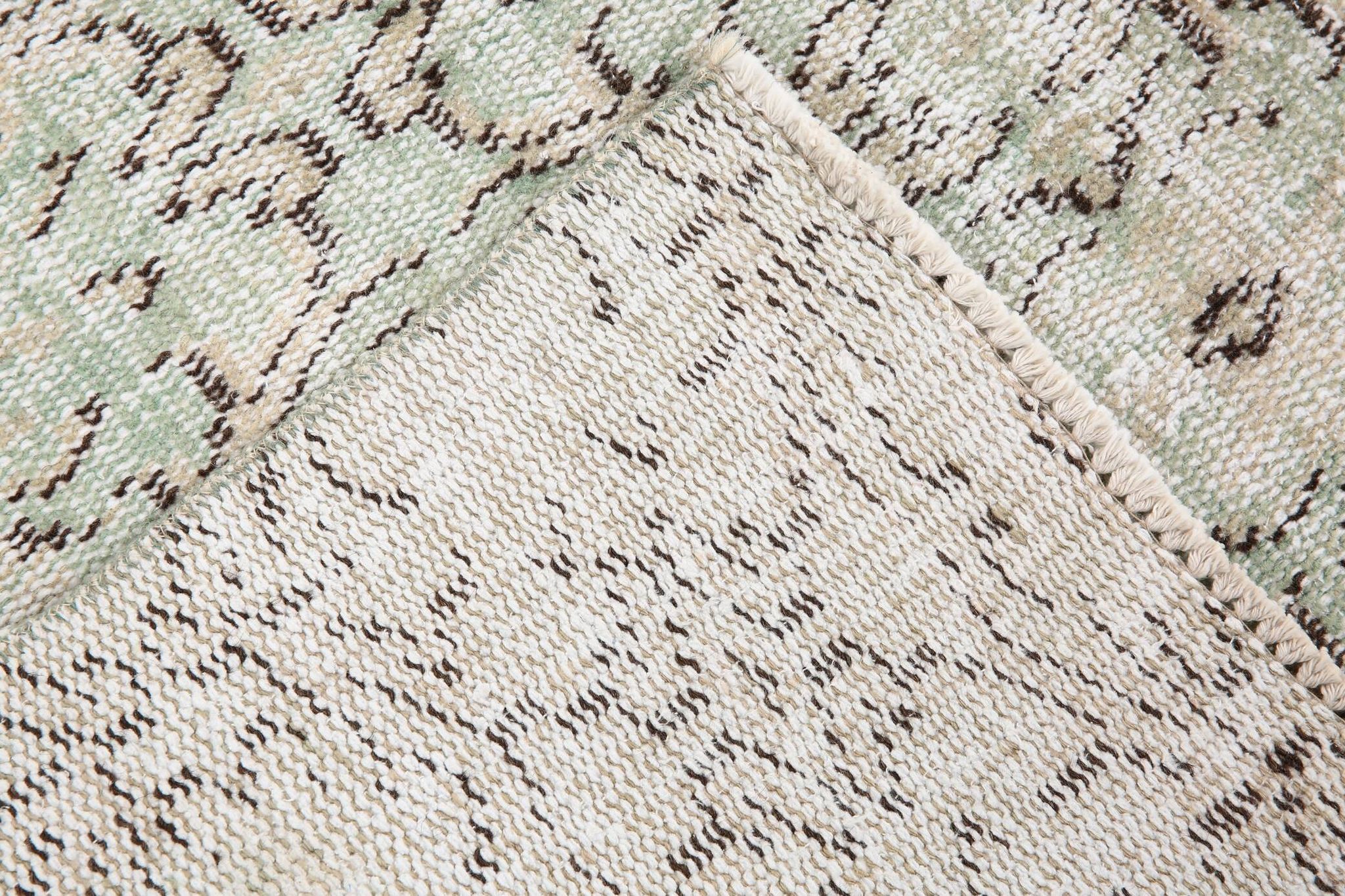 3x9 Shades Of Light Green & Black Vintage Runner Rug, 81x275Cm