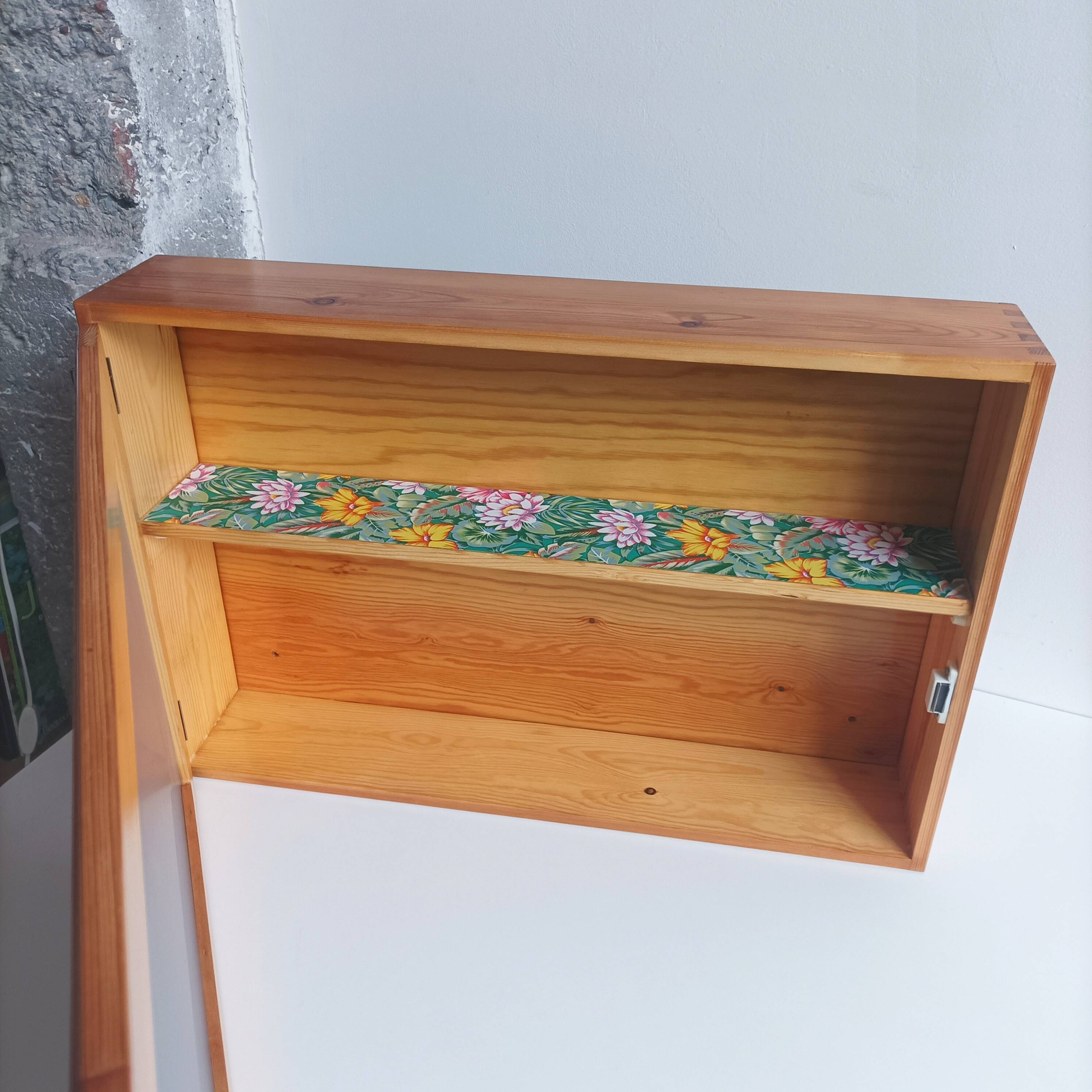 Armoire murale miroir pin massif 80s