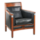 Black leather Art Deco design armchair in good condition