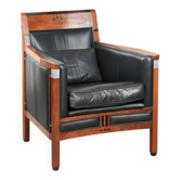 Black leather Art Deco design armchair in good condition