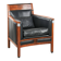 Black leather Art Deco design armchair in good condition