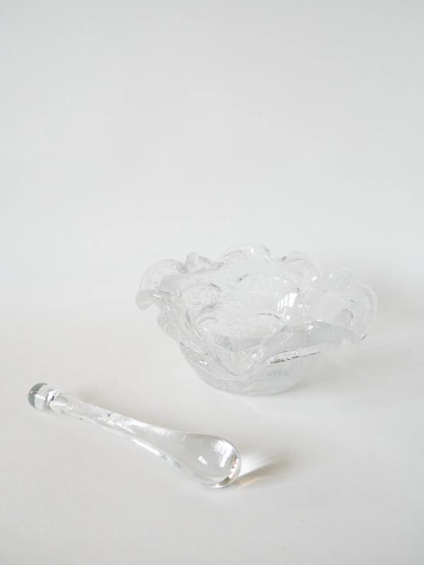 Grand mortier en verre bullé style Biot avec pilon design 1970