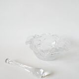 Large glass mortar with bubbles in the Biot style with a 1970s design pestle.