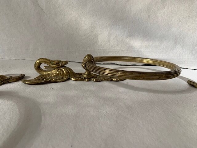 Wall-mounted towel rings in brass and bronze gilded vintage swan, 1960, France