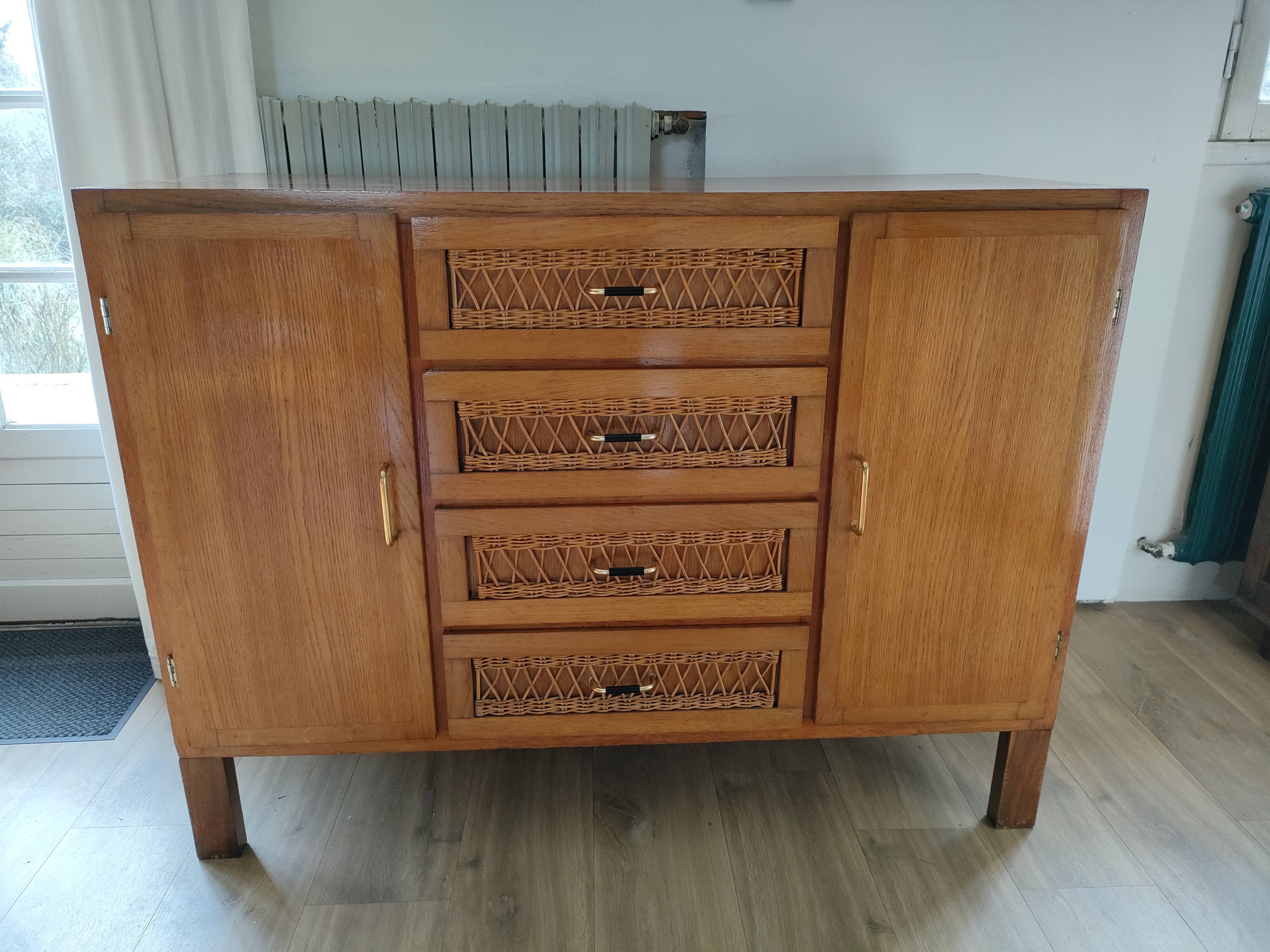 Rattan drawer sideboard