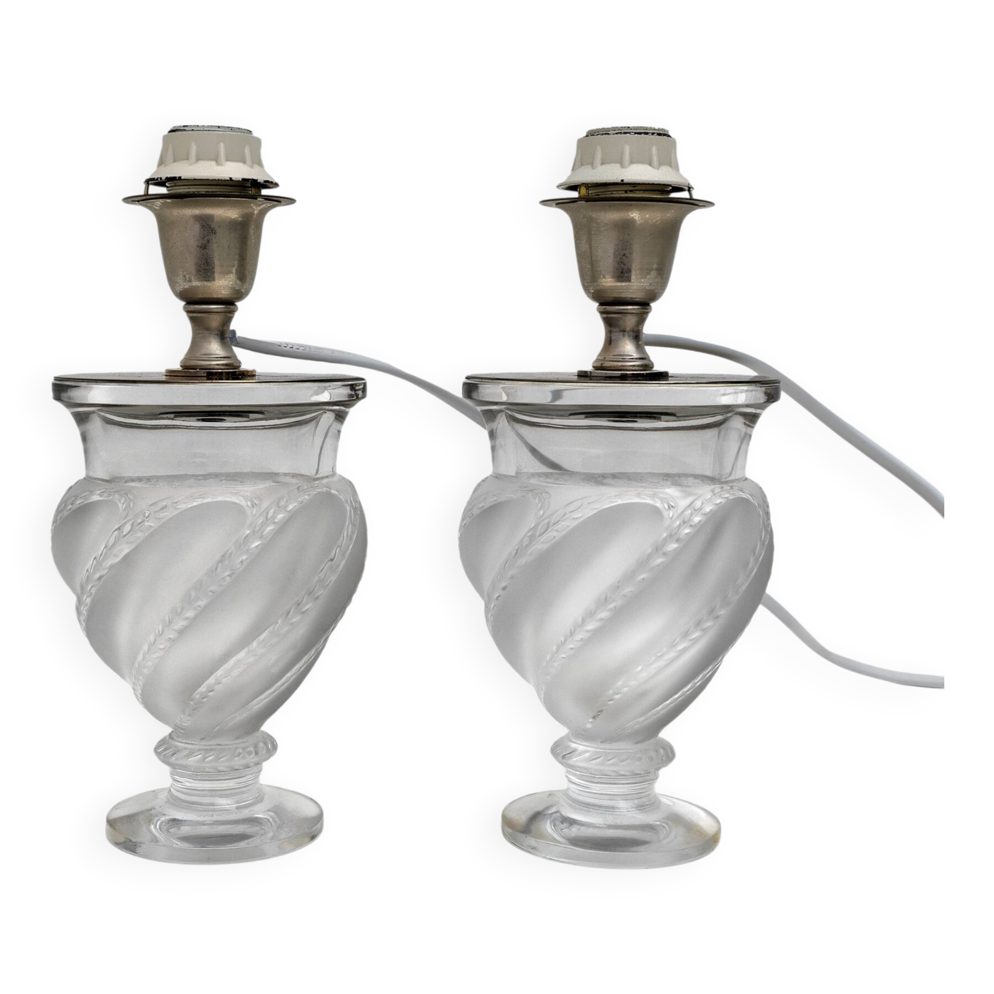 Pair of lamps "Ermenonville" signed Lalique - Crystal, vintage 1960s
