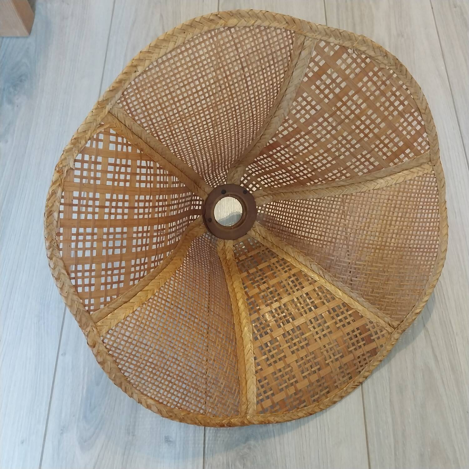 Vintage conical rattan/wicker ceiling lampshade