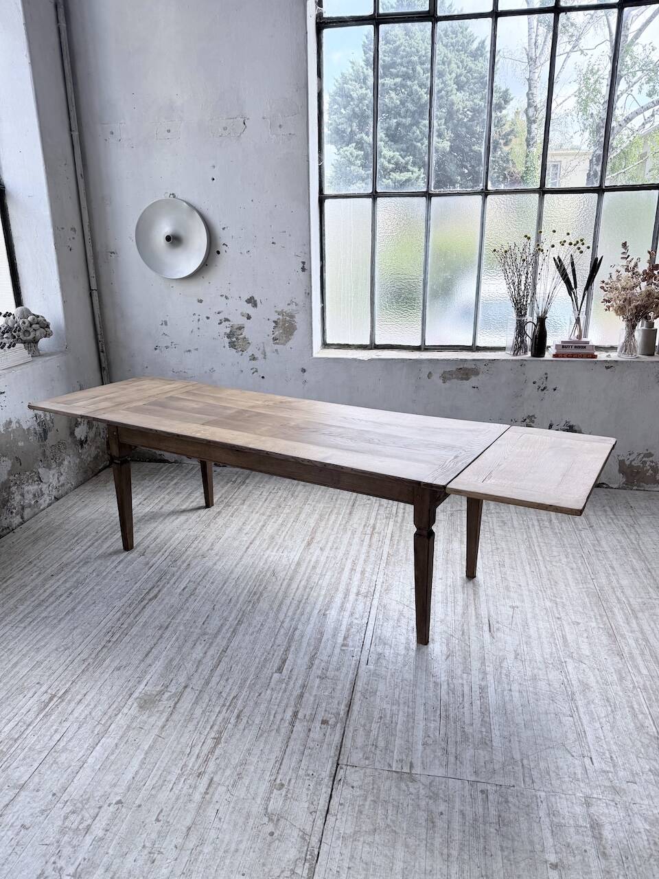 Solid oak farmhouse table with extensions (190-280cm) 1950