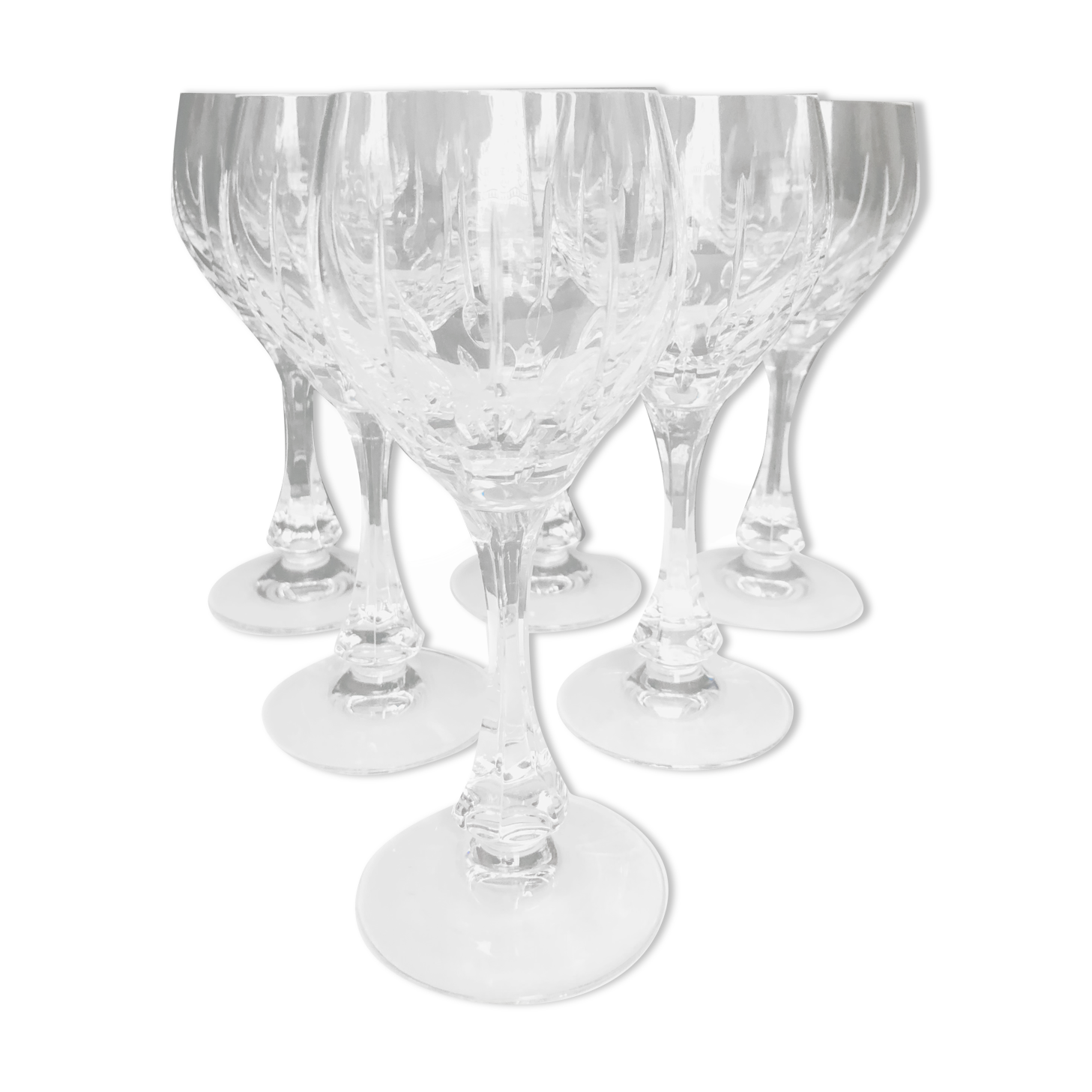 6 Water glasses in cut crystal from Lorraine