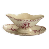 Saucière terre de fer rouge Gien modèle chèvrefeuille - terre de fer p