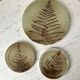 Ceramic trifle and coaster set / stoneware pottery signed 70s