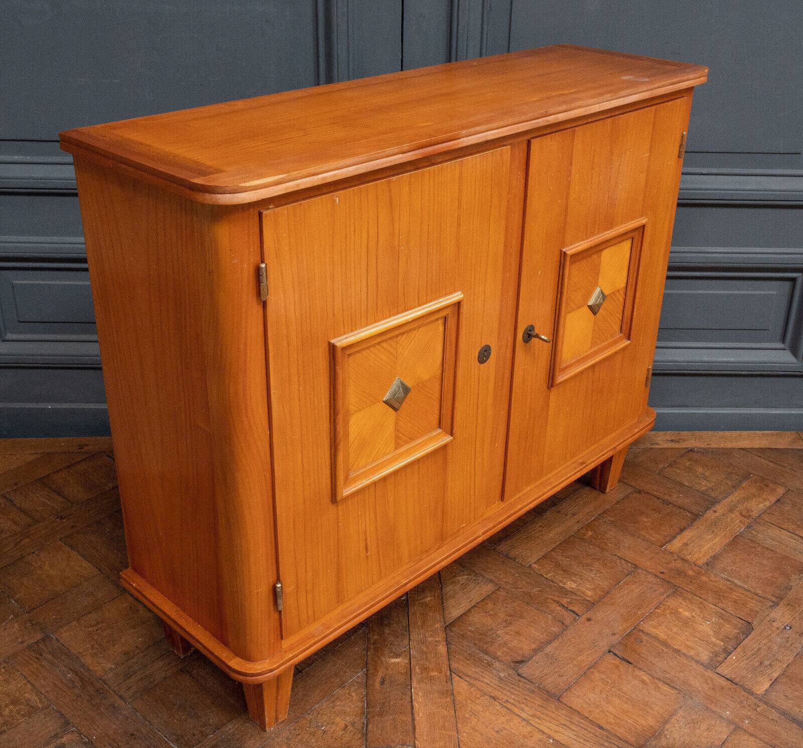 Sideboard from the 1940s two doors marquetry ornamented bronze