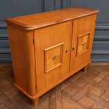 Sideboard from the 1940s two doors marquetry ornamented bronze
