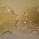 Two corolla-shaped lampshades for suspension or applique, amber colour