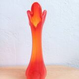 Vintage Hand-Blown Amberina Art Glass Vase – Mid-Century Modern Swung