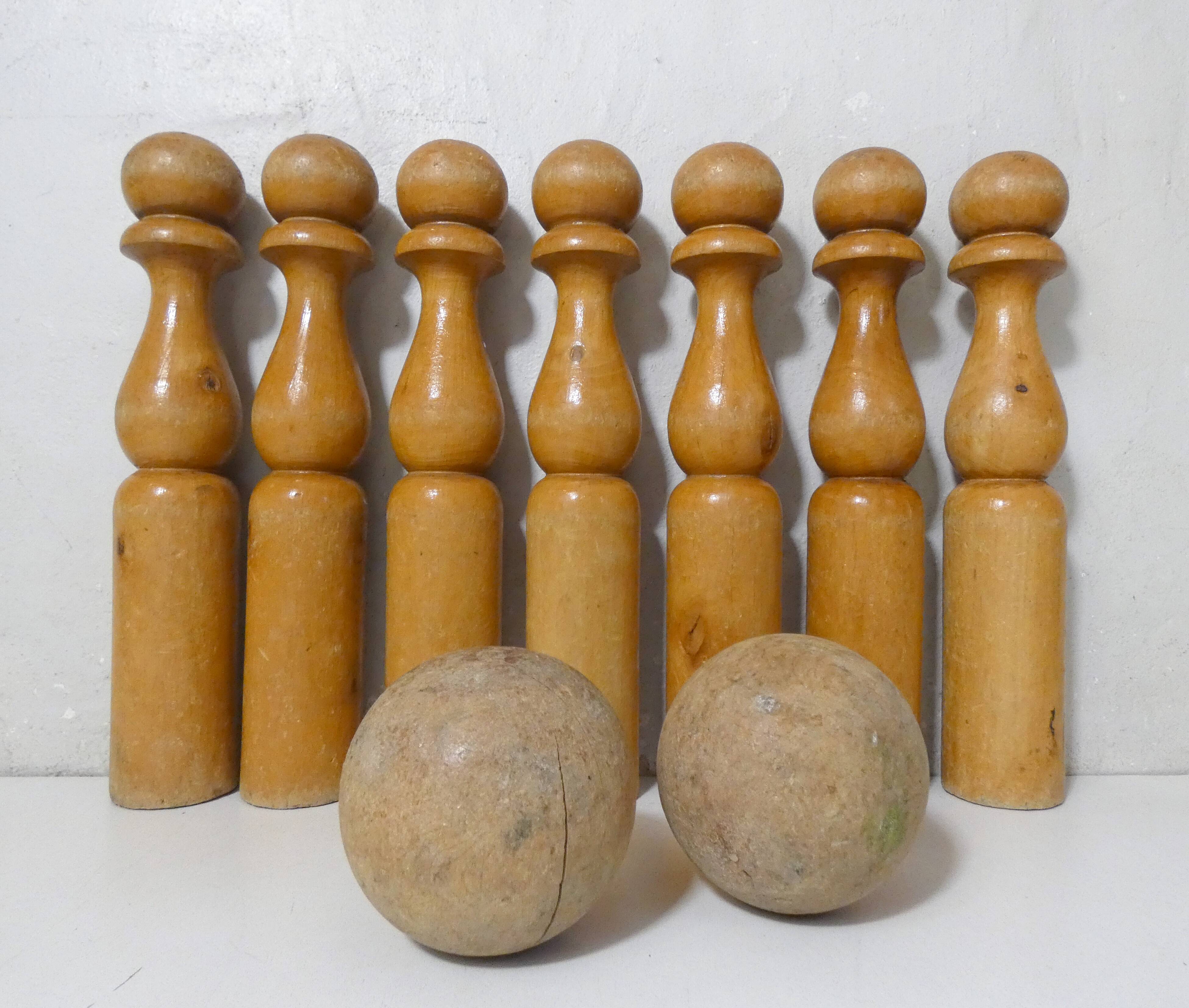 Old wooden bowling game