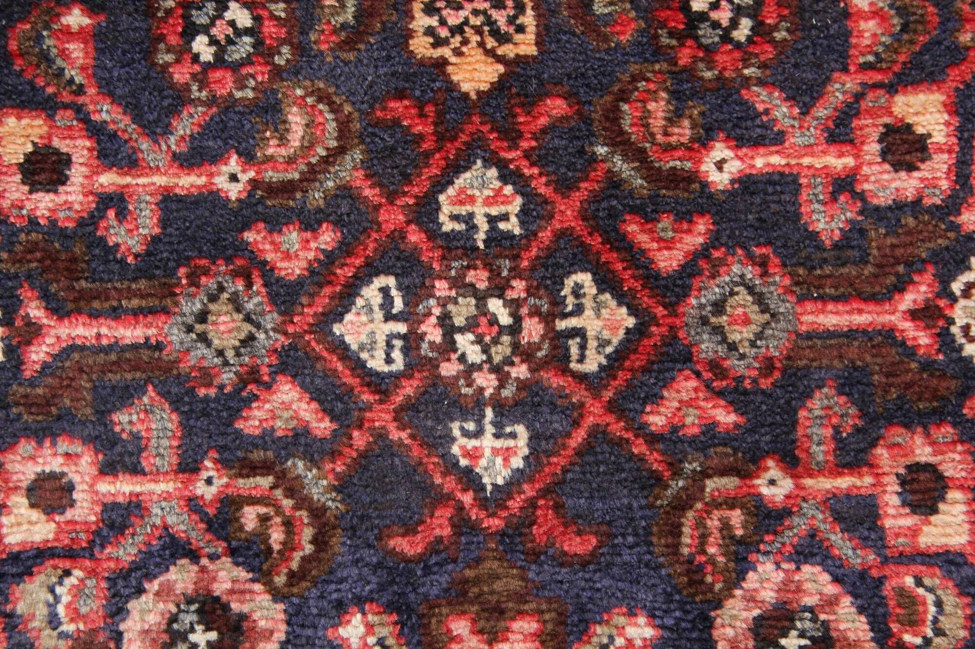 Vintage Oriental Herati Wool Runner Rug, Handwoven Long Hallway Carpet, 87 x 420