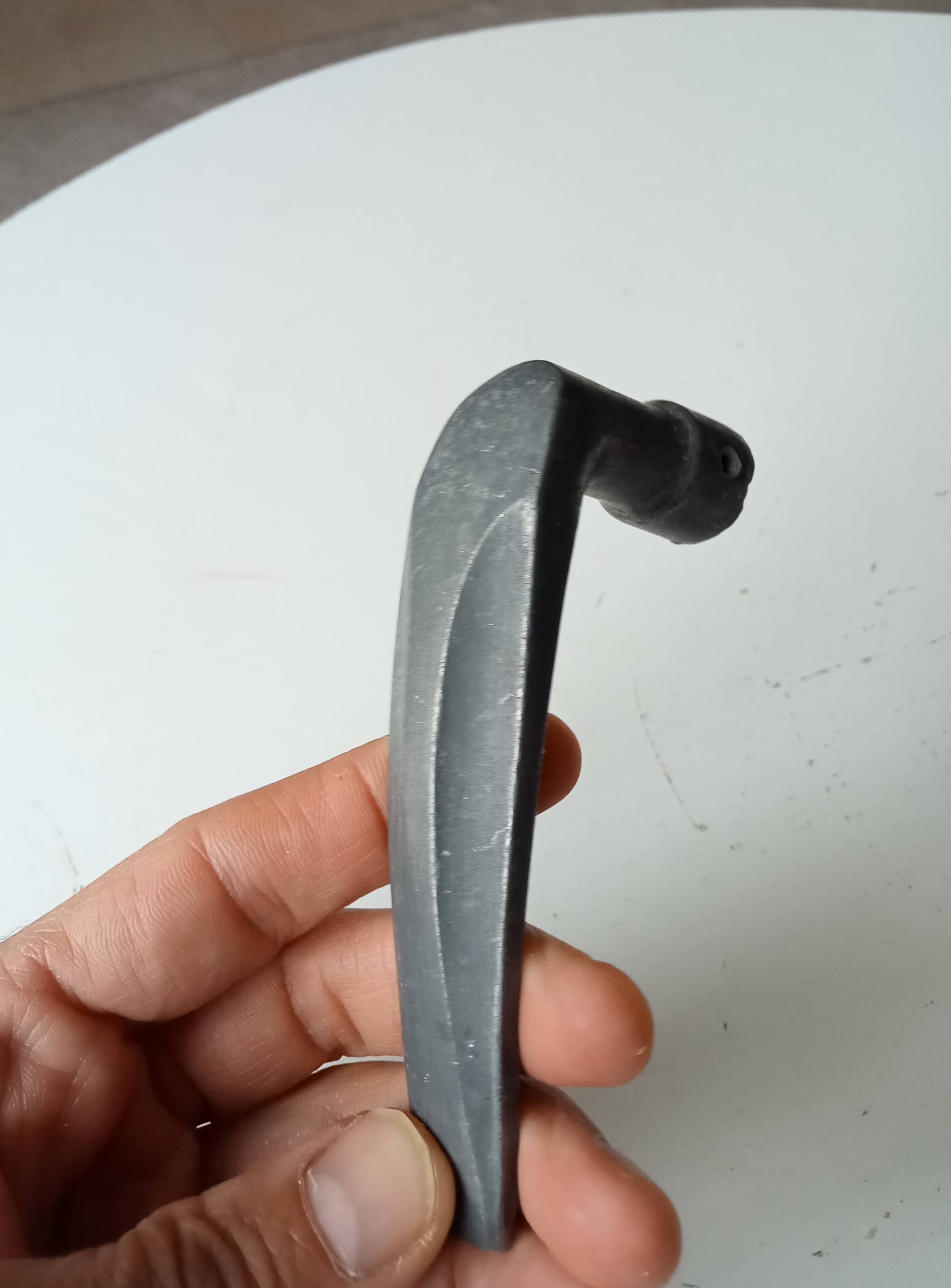 Art Deco door handle lever in solid aluminium