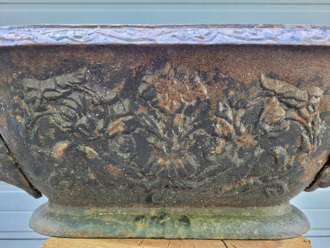 Antique cast iron flower planter jardiniere