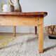 Low farmhouse table in honey pine wood with drawer, L96cm