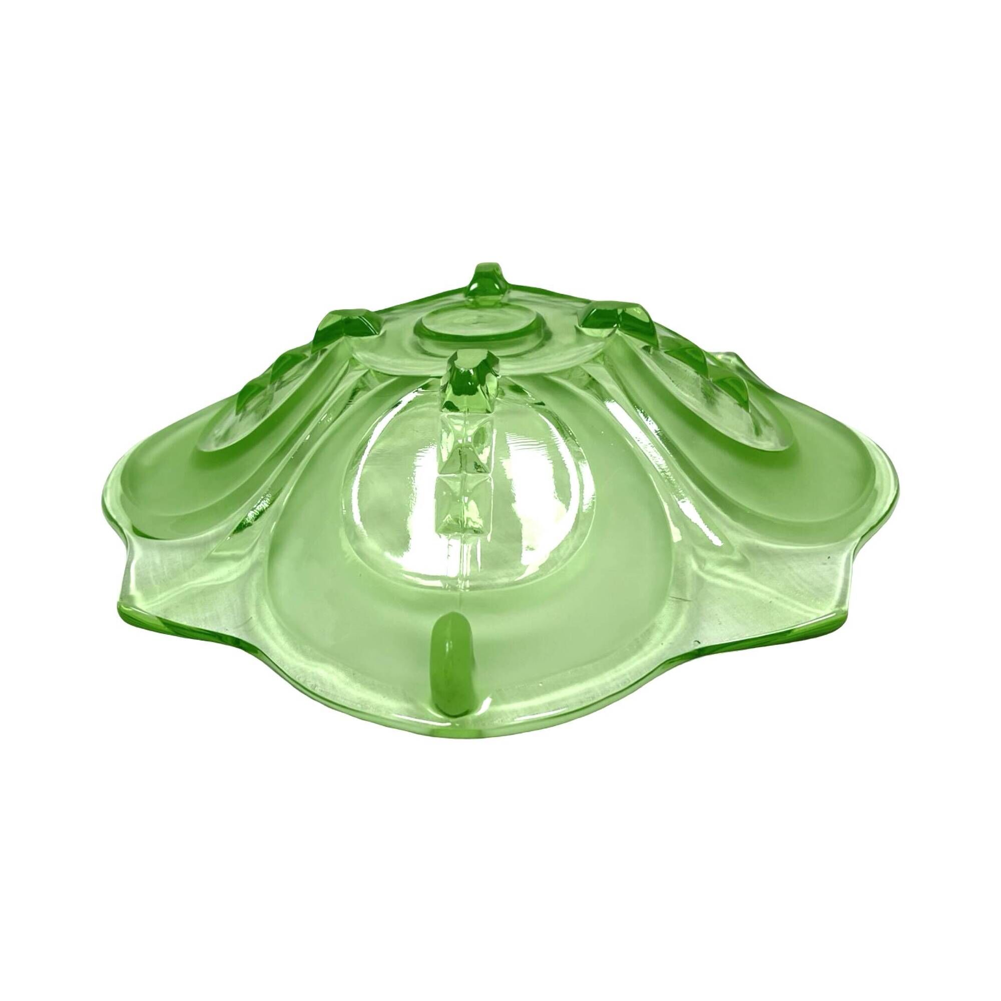 Art Deco green glass jardinière/serving dish, Stölzle Hermanova Hut, 1930