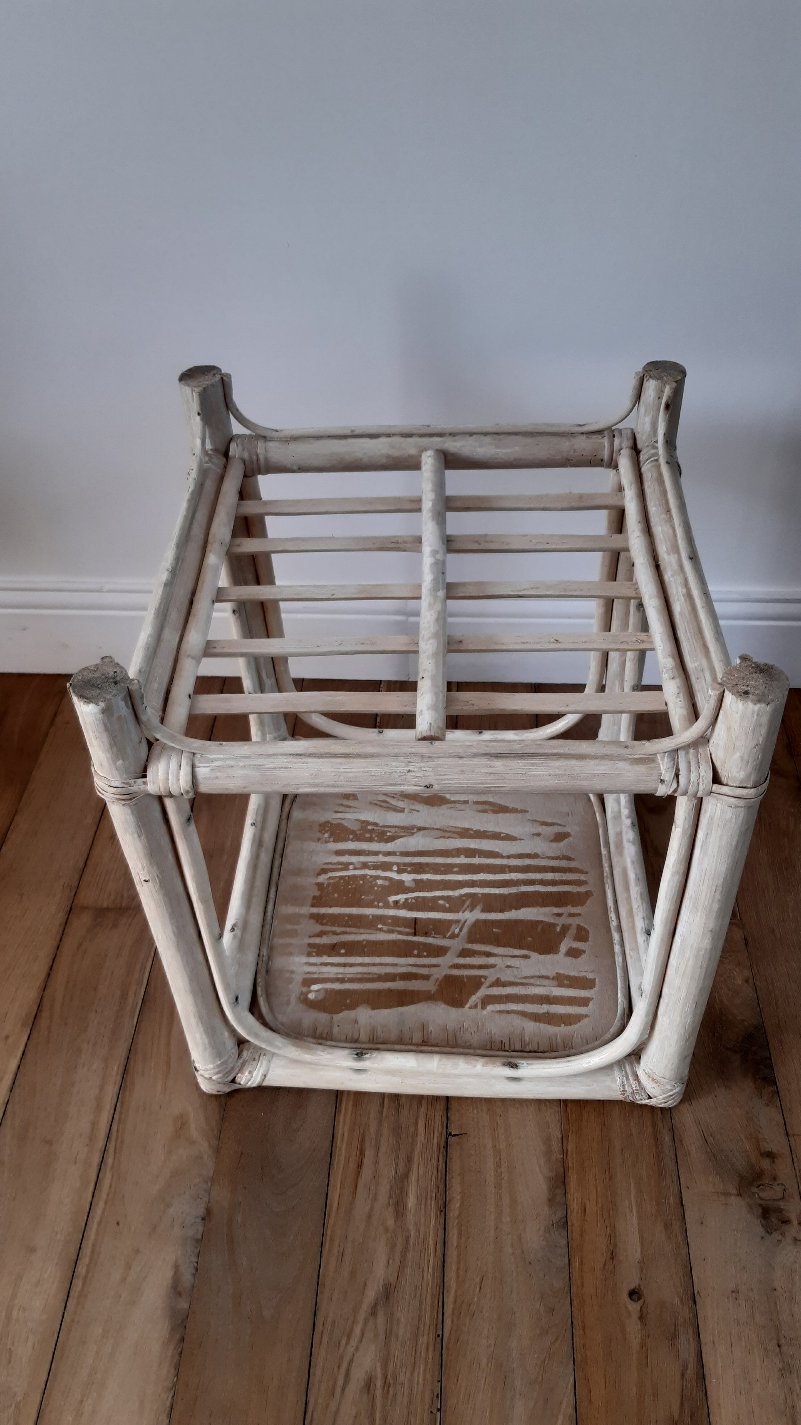 Rattan side table / bedside table 50s-60s