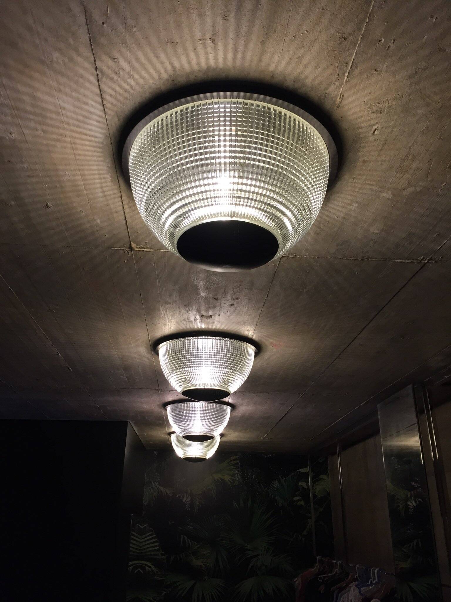 Black holophane wall light