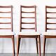 8 chaises vintage danoises teck modèle Lis, Niels Koefoed, 1960 1970
