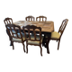 Antique dining set. Table 1.58 m x 1.10 m + 6 chairs from the 1920s.